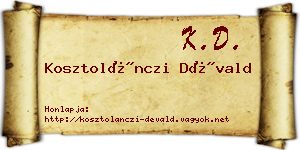 Kosztolánczi Dévald névjegykártya